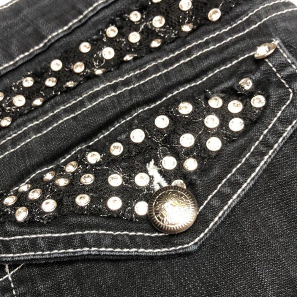 PREMIUM TRULUXE BLACKWASH SLIM-CUT JEANS 31/12x30 CRYSTALS 💎 - Picture 11 of 12